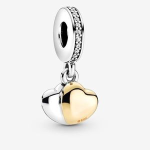 Pandora Two-Toned Double Heart Dangle Charm.